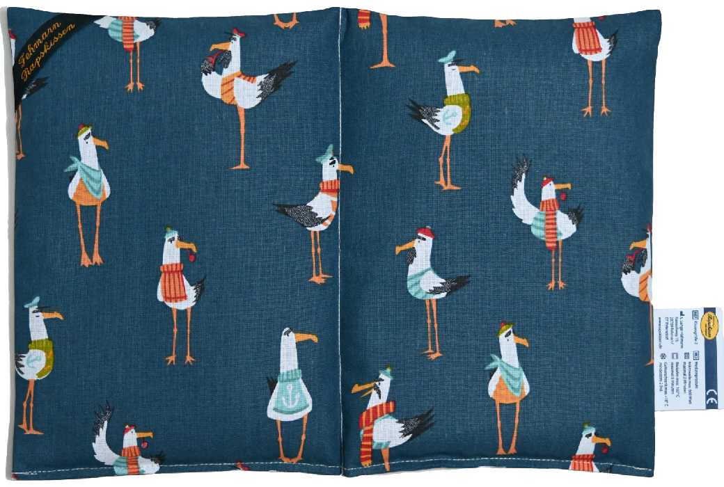 'Möwe mit Schal dunkelblau 2-Kammerkissen