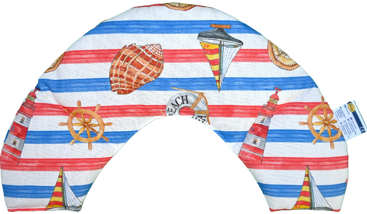 A day on the beach Streifen rot/blau Nackenkissen