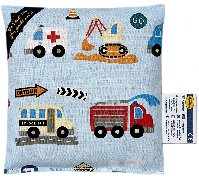 'Kleine Fahrzeuge auf hellblau 1-Kammerkissen klein